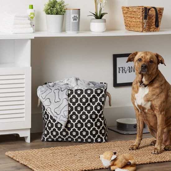 Bone Dry DII Small Rectangle Pet Toy and Accessory Storage Bin, 14x8x9, Collapsible Organizer Storage Basket for Home Décor, Pet Toy, Blankets, Leashes and Food-Gray Paw Print Bone Dry DII Small Rectangle Pet Toy and Accessory Storage Bin, 14x8x9, Collapsible Organizer Storage Basket for Home Décor, Pet Toy, Blankets, Leashes and Food-Gray Paw Print