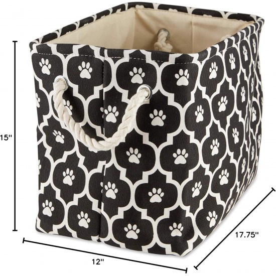 Bone Dry DII Small Rectangle Pet Toy and Accessory Storage Bin, 14x8x9, Collapsible Organizer Storage Basket for Home Décor, Pet Toy, Blankets, Leashes and Food-Gray Paw Print Bone Dry DII Small Rectangle Pet Toy and Accessory Storage Bin, 14x8x9, Collapsible Organizer Storage Basket for Home Décor, Pet Toy, Blankets, Leashes and Food-Gray Paw Print