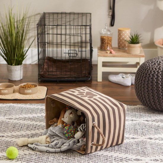 Bone Dry DII Small Rectangle Pet Toy and Accessory Storage Bin, 14x8x9, Collapsible Organizer Storage Basket for Home Décor, Pet Toy, Blankets, Leashes and Food-Gray Paw Print Bone Dry DII Small Rectangle Pet Toy and Accessory Storage Bin, 14x8x9, Collapsible Organizer Storage Basket for Home Décor, Pet Toy, Blankets, Leashes and Food-Gray Paw Print