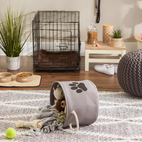 Bone Dry DII Small Rectangle Pet Toy and Accessory Storage Bin, 14x8x9, Collapsible Organizer Storage Basket for Home Décor, Pet Toy, Blankets, Leashes and Food-Gray Paw Print Bone Dry DII Small Rectangle Pet Toy and Accessory Storage Bin, 14x8x9, Collapsible Organizer Storage Basket for Home Décor, Pet Toy, Blankets, Leashes and Food-Gray Paw Print