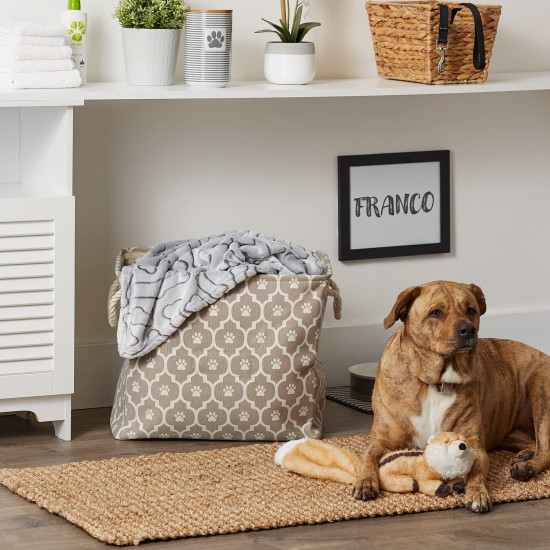 Bone Dry DII Small Rectangle Pet Toy and Accessory Storage Bin, 14x8x9, Collapsible Organizer Storage Basket for Home Décor, Pet Toy, Blankets, Leashes and Food-Gray Paw Print Bone Dry DII Small Rectangle Pet Toy and Accessory Storage Bin, 14x8x9, Collapsible Organizer Storage Basket for Home Décor, Pet Toy, Blankets, Leashes and Food-Gray Paw Print