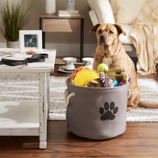 Bone Dry DII Small Rectangle Pet Toy and Accessory Storage Bin, 14x8x9, Collapsible Organizer Storage Basket for Home Décor, Pet Toy, Blankets, Leashes and Food-Gray Paw Print Bone Dry DII Small Rectangle Pet Toy and Accessory Storage Bin, 14x8x9, Collapsible Organizer Storage Basket for Home Décor, Pet Toy, Blankets, Leashes and Food-Gray Paw Print