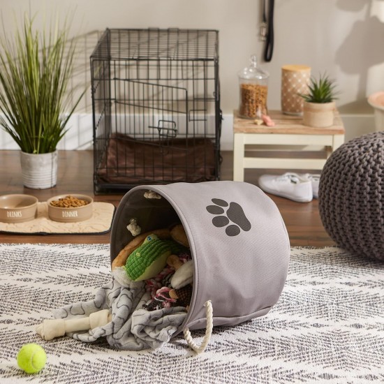 Bone Dry DII Small Rectangle Pet Toy and Accessory Storage Bin, 14x8x9, Collapsible Organizer Storage Basket for Home Décor, Pet Toy, Blankets, Leashes and Food-Gray Paw Print Bone Dry DII Small Rectangle Pet Toy and Accessory Storage Bin, 14x8x9, Collapsible Organizer Storage Basket for Home Décor, Pet Toy, Blankets, Leashes and Food-Gray Paw Print