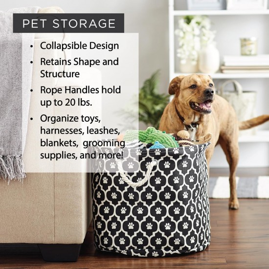Bone Dry DII Small Rectangle Pet Toy and Accessory Storage Bin, 14x8x9, Collapsible Organizer Storage Basket for Home Décor, Pet Toy, Blankets, Leashes and Food-Gray Paw Print Bone Dry DII Small Rectangle Pet Toy and Accessory Storage Bin, 14x8x9, Collapsible Organizer Storage Basket for Home Décor, Pet Toy, Blankets, Leashes and Food-Gray Paw Print