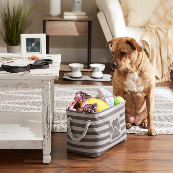 Bone Dry DII Small Rectangle Pet Toy and Accessory Storage Bin, 14x8x9, Collapsible Organizer Storage Basket for Home Décor, Pet Toy, Blankets, Leashes and Food-Gray Paw Print Bone Dry DII Small Rectangle Pet Toy and Accessory Storage Bin, 14x8x9, Collapsible Organizer Storage Basket for Home Décor, Pet Toy, Blankets, Leashes and Food-Gray Paw Print