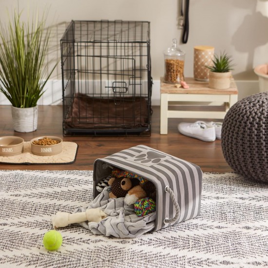 Bone Dry DII Small Rectangle Pet Toy and Accessory Storage Bin, 14x8x9, Collapsible Organizer Storage Basket for Home Décor, Pet Toy, Blankets, Leashes and Food-Gray Paw Print Bone Dry DII Small Rectangle Pet Toy and Accessory Storage Bin, 14x8x9, Collapsible Organizer Storage Basket for Home Décor, Pet Toy, Blankets, Leashes and Food-Gray Paw Print