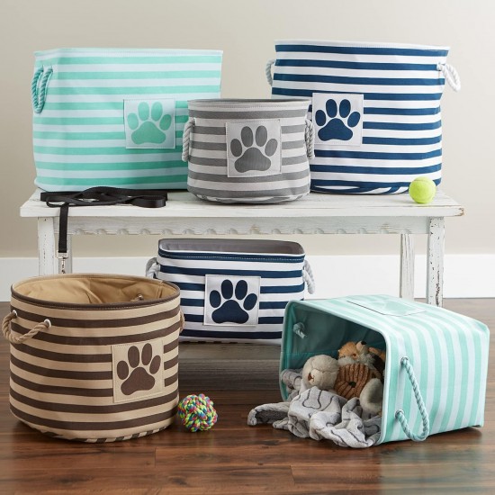 Bone Dry DII Small Rectangle Pet Toy and Accessory Storage Bin, 14x8x9, Collapsible Organizer Storage Basket for Home Décor, Pet Toy, Blankets, Leashes and Food-Gray Paw Print Bone Dry DII Small Rectangle Pet Toy and Accessory Storage Bin, 14x8x9, Collapsible Organizer Storage Basket for Home Décor, Pet Toy, Blankets, Leashes and Food-Gray Paw Print
