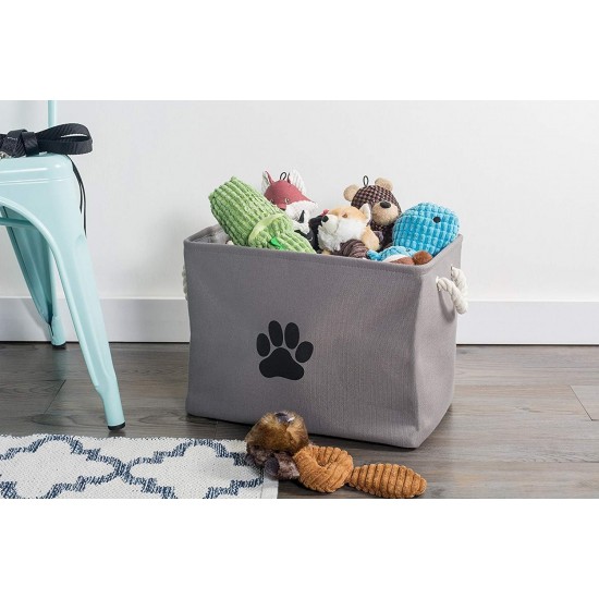 Bone Dry DII Small Rectangle Pet Toy and Accessory Storage Bin, 14x8x9, Collapsible Organizer Storage Basket for Home Décor, Pet Toy, Blankets, Leashes and Food-Gray Paw Print Bone Dry DII Small Rectangle Pet Toy and Accessory Storage Bin, 14x8x9, Collapsible Organizer Storage Basket for Home Décor, Pet Toy, Blankets, Leashes and Food-Gray Paw Print