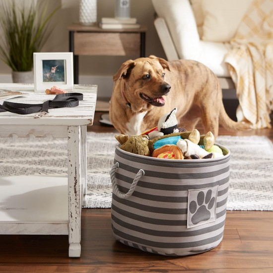 Bone Dry DII Small Rectangle Pet Toy and Accessory Storage Bin, 14x8x9, Collapsible Organizer Storage Basket for Home Décor, Pet Toy, Blankets, Leashes and Food-Gray Paw Print Bone Dry DII Small Rectangle Pet Toy and Accessory Storage Bin, 14x8x9, Collapsible Organizer Storage Basket for Home Décor, Pet Toy, Blankets, Leashes and Food-Gray Paw Print