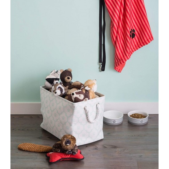 Bone Dry DII Small Rectangle Pet Toy and Accessory Storage Bin, 14x8x9, Collapsible Organizer Storage Basket for Home Décor, Pet Toy, Blankets, Leashes and Food-Gray Paw Print Bone Dry DII Small Rectangle Pet Toy and Accessory Storage Bin, 14x8x9, Collapsible Organizer Storage Basket for Home Décor, Pet Toy, Blankets, Leashes and Food-Gray Paw Print