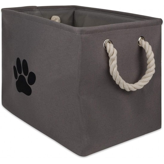 Bone Dry DII Small Rectangle Pet Toy and Accessory Storage Bin, 14x8x9, Collapsible Organizer Storage Basket for Home Décor, Pet Toy, Blankets, Leashes and Food-Gray Paw Print Bone Dry DII Small Rectangle Pet Toy and Accessory Storage Bin, 14x8x9, Collapsible Organizer Storage Basket for Home Décor, Pet Toy, Blankets, Leashes and Food-Gray Paw Print