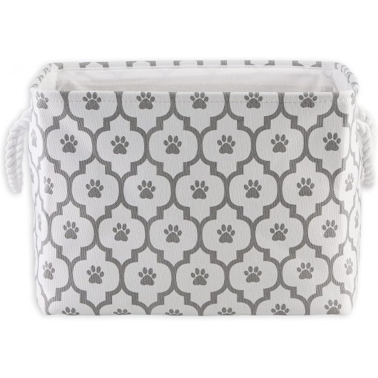 Bone Dry DII Small Rectangle Pet Toy and Accessory Storage Bin, 14x8x9, Collapsible Organizer Storage Basket for Home Décor, Pet Toy, Blankets, Leashes and Food-Gray Paw Print Bone Dry DII Small Rectangle Pet Toy and Accessory Storage Bin, 14x8x9, Collapsible Organizer Storage Basket for Home Décor, Pet Toy, Blankets, Leashes and Food-Gray Paw Print