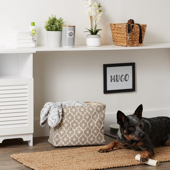 Bone Dry DII Small Rectangle Pet Toy and Accessory Storage Bin, 14x8x9, Collapsible Organizer Storage Basket for Home Décor, Pet Toy, Blankets, Leashes and Food-Gray Paw Print Bone Dry DII Small Rectangle Pet Toy and Accessory Storage Bin, 14x8x9, Collapsible Organizer Storage Basket for Home Décor, Pet Toy, Blankets, Leashes and Food-Gray Paw Print