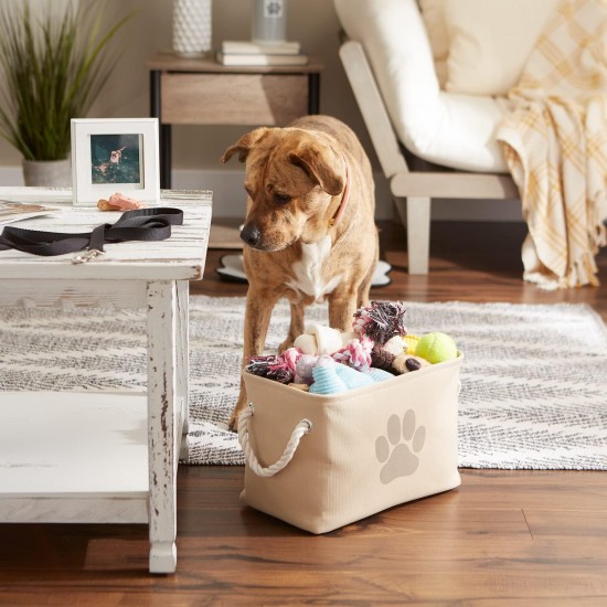 Bone Dry DII Small Rectangle Pet Toy and Accessory Storage Bin, 14x8x9, Collapsible Organizer Storage Basket for Home Décor, Pet Toy, Blankets, Leashes and Food-Gray Paw Print Bone Dry DII Small Rectangle Pet Toy and Accessory Storage Bin, 14x8x9, Collapsible Organizer Storage Basket for Home Décor, Pet Toy, Blankets, Leashes and Food-Gray Paw Print