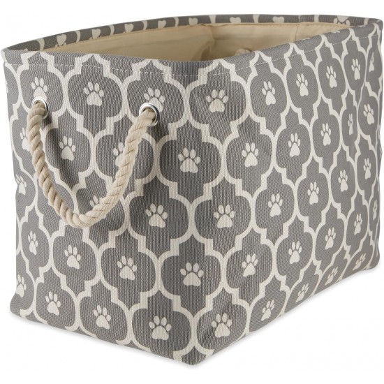 Bone Dry DII Small Rectangle Pet Toy and Accessory Storage Bin, 14x8x9, Collapsible Organizer Storage Basket for Home Décor, Pet Toy, Blankets, Leashes and Food-Gray Paw Print Bone Dry DII Small Rectangle Pet Toy and Accessory Storage Bin, 14x8x9, Collapsible Organizer Storage Basket for Home Décor, Pet Toy, Blankets, Leashes and Food-Gray Paw Print