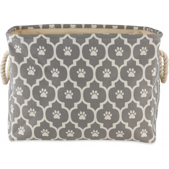 Bone Dry DII Small Rectangle Pet Toy and Accessory Storage Bin, 14x8x9, Collapsible Organizer Storage Basket for Home Décor, Pet Toy, Blankets, Leashes and Food-Gray Paw Print Bone Dry DII Small Rectangle Pet Toy and Accessory Storage Bin, 14x8x9, Collapsible Organizer Storage Basket for Home Décor, Pet Toy, Blankets, Leashes and Food-Gray Paw Print