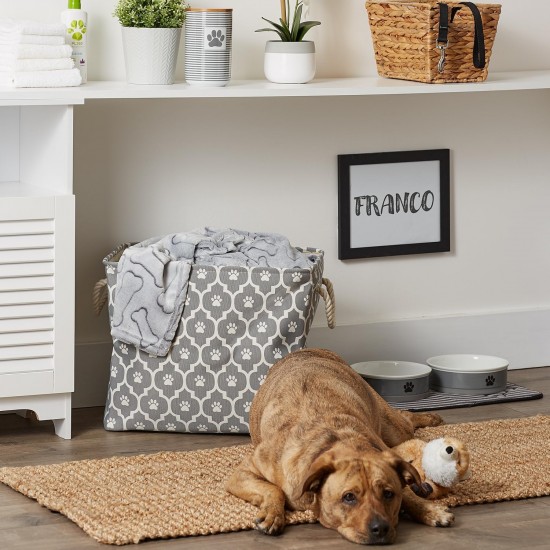 Bone Dry DII Small Rectangle Pet Toy and Accessory Storage Bin, 14x8x9, Collapsible Organizer Storage Basket for Home Décor, Pet Toy, Blankets, Leashes and Food-Gray Paw Print Bone Dry DII Small Rectangle Pet Toy and Accessory Storage Bin, 14x8x9, Collapsible Organizer Storage Basket for Home Décor, Pet Toy, Blankets, Leashes and Food-Gray Paw Print