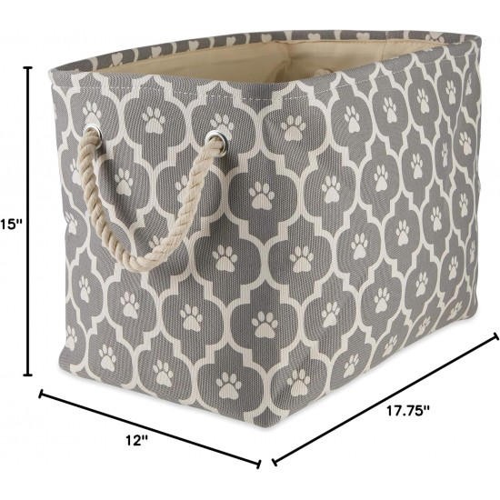 Bone Dry DII Small Rectangle Pet Toy and Accessory Storage Bin, 14x8x9, Collapsible Organizer Storage Basket for Home Décor, Pet Toy, Blankets, Leashes and Food-Gray Paw Print Bone Dry DII Small Rectangle Pet Toy and Accessory Storage Bin, 14x8x9, Collapsible Organizer Storage Basket for Home Décor, Pet Toy, Blankets, Leashes and Food-Gray Paw Print