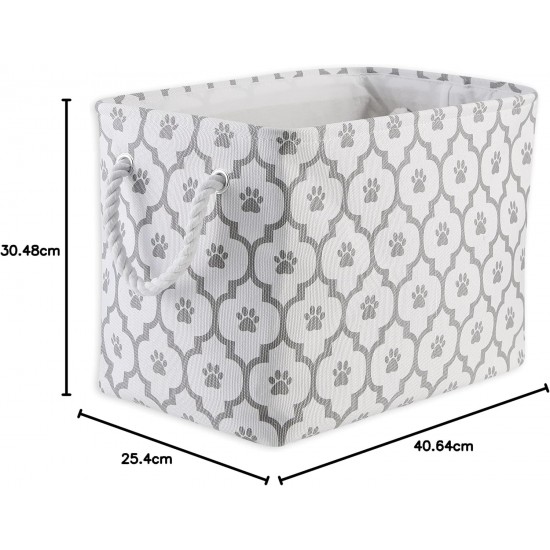 Bone Dry DII Small Rectangle Pet Toy and Accessory Storage Bin, 14x8x9, Collapsible Organizer Storage Basket for Home Décor, Pet Toy, Blankets, Leashes and Food-Gray Paw Print Bone Dry DII Small Rectangle Pet Toy and Accessory Storage Bin, 14x8x9, Collapsible Organizer Storage Basket for Home Décor, Pet Toy, Blankets, Leashes and Food-Gray Paw Print