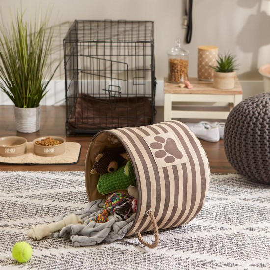 Bone Dry DII Small Rectangle Pet Toy and Accessory Storage Bin, 14x8x9, Collapsible Organizer Storage Basket for Home Décor, Pet Toy, Blankets, Leashes and Food-Gray Paw Print Bone Dry DII Small Rectangle Pet Toy and Accessory Storage Bin, 14x8x9, Collapsible Organizer Storage Basket for Home Décor, Pet Toy, Blankets, Leashes and Food-Gray Paw Print