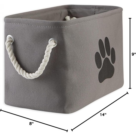 Bone Dry DII Small Rectangle Pet Toy and Accessory Storage Bin, 14x8x9, Collapsible Organizer Storage Basket for Home Décor, Pet Toy, Blankets, Leashes and Food-Gray Paw Print Bone Dry DII Small Rectangle Pet Toy and Accessory Storage Bin, 14x8x9, Collapsible Organizer Storage Basket for Home Décor, Pet Toy, Blankets, Leashes and Food-Gray Paw Print
