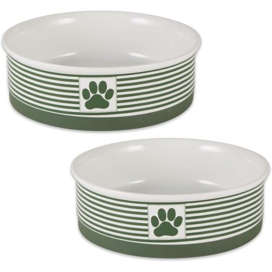 Bone Dry Paw & Patch Ceramic Pet Collection Large Set, 7.5" x 2.4", Hunter Green, Pack of 2 Bone Dry Paw & Patch Ceramic Pet Collection Large Set, 7.5" x 2.4", Hunter Green, Pack of 2