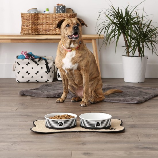 Bone Dry Paw & Patch Ceramic Pet Collection Large Set, 7.5" x 2.4", Hunter Green, Pack of 2 Bone Dry Paw & Patch Ceramic Pet Collection Large Set, 7.5" x 2.4", Hunter Green, Pack of 2