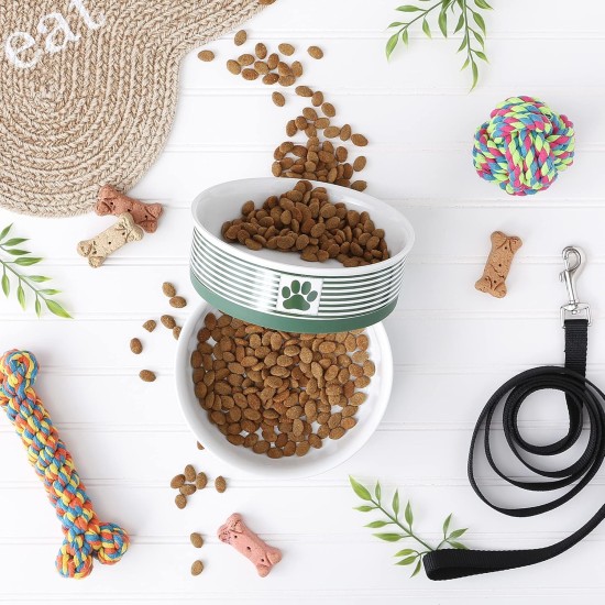 Bone Dry Paw & Patch Ceramic Pet Collection Large Set, 7.5" x 2.4", Hunter Green, Pack of 2 Bone Dry Paw & Patch Ceramic Pet Collection Large Set, 7.5" x 2.4", Hunter Green, Pack of 2