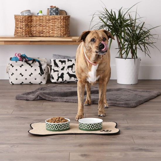 Bone Dry Paw & Patch Ceramic Pet Collection Large Set, 7.5" x 2.4", Hunter Green, Pack of 2 Bone Dry Paw & Patch Ceramic Pet Collection Large Set, 7.5" x 2.4", Hunter Green, Pack of 2
