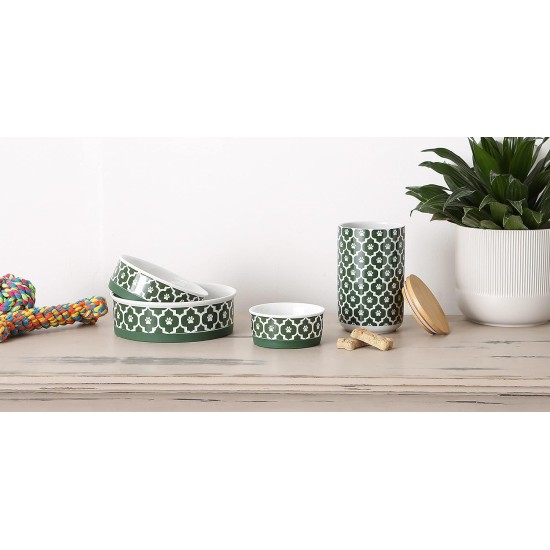 Bone Dry Paw & Patch Ceramic Pet Collection Large Set, 7.5" x 2.4", Hunter Green, Pack of 2 Bone Dry Paw & Patch Ceramic Pet Collection Large Set, 7.5" x 2.4", Hunter Green, Pack of 2