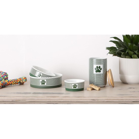 Bone Dry Paw & Patch Ceramic Pet Collection Large Set, 7.5" x 2.4", Hunter Green, Pack of 2 Bone Dry Paw & Patch Ceramic Pet Collection Large Set, 7.5" x 2.4", Hunter Green, Pack of 2
