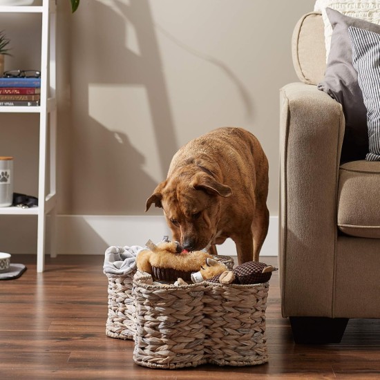 Bone Dry Pet Storage Collection Bone Shape Hyacinth Toy Basket Metal Frame Natural Water Hyacinth White Wash Large Bone Dry Pet Storage Collection Bone Shape Hyacinth Toy Basket Metal Frame Natural Water Hyacinth White Wash Large
