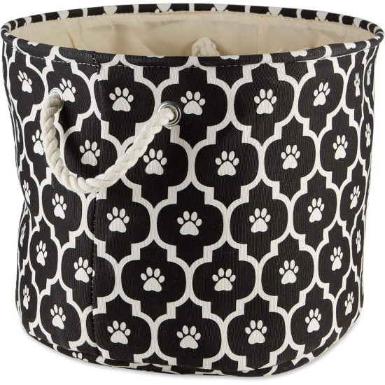 Bone Dry Pet Storage Collection Cotton Grid Paws Nautical Blue, Small Round Bone Dry Pet Storage Collection Cotton Grid Paws Nautical Blue, Small Round
