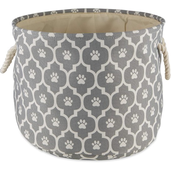 Bone Dry Pet Storage Collection Cotton Grid Paws Nautical Blue, Small Round Bone Dry Pet Storage Collection Cotton Grid Paws Nautical Blue, Small Round