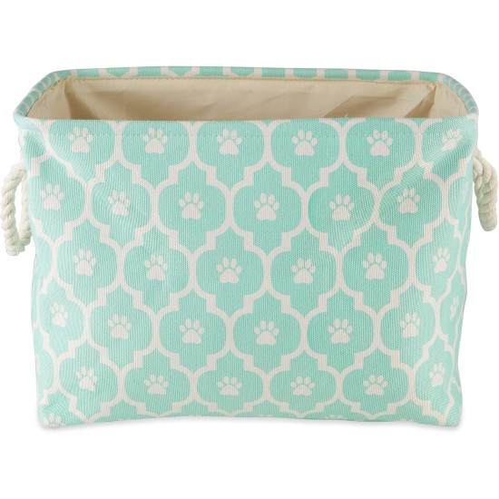 Bone Dry Pet Storage Collection Cotton Grid Paws Nautical Blue, Small Round Bone Dry Pet Storage Collection Cotton Grid Paws Nautical Blue, Small Round