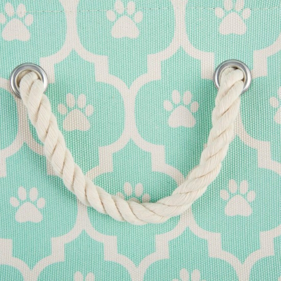 Bone Dry Pet Storage Collection Cotton Grid Paws Nautical Blue, Small Round Bone Dry Pet Storage Collection Cotton Grid Paws Nautical Blue, Small Round