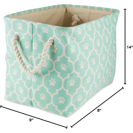 Bone Dry Pet Storage Collection Cotton Grid Paws Nautical Blue, Small Round Bone Dry Pet Storage Collection Cotton Grid Paws Nautical Blue, Small Round