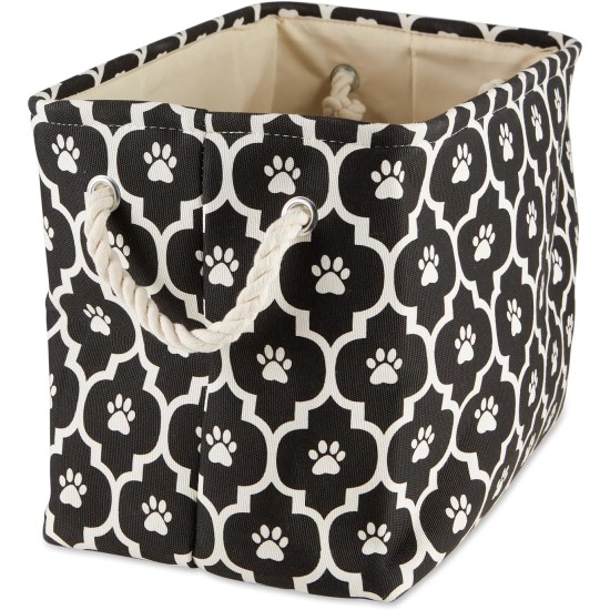 Bone Dry Pet Storage Collection Cotton Grid Paws Nautical Blue, Small Round Bone Dry Pet Storage Collection Cotton Grid Paws Nautical Blue, Small Round