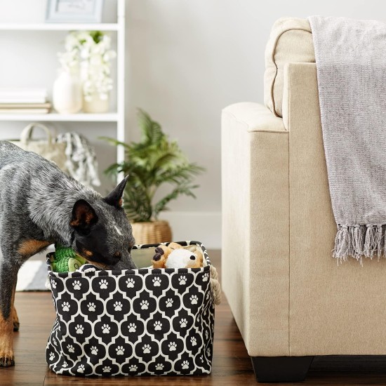 Bone Dry Pet Storage Collection Cotton Grid Paws Nautical Blue, Small Round Bone Dry Pet Storage Collection Cotton Grid Paws Nautical Blue, Small Round