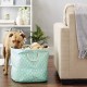 Bone Dry Pet Storage Collection Cotton Grid Paws Nautical Blue, Small Round Bone Dry Pet Storage Collection Cotton Grid Paws Nautical Blue, Small Round