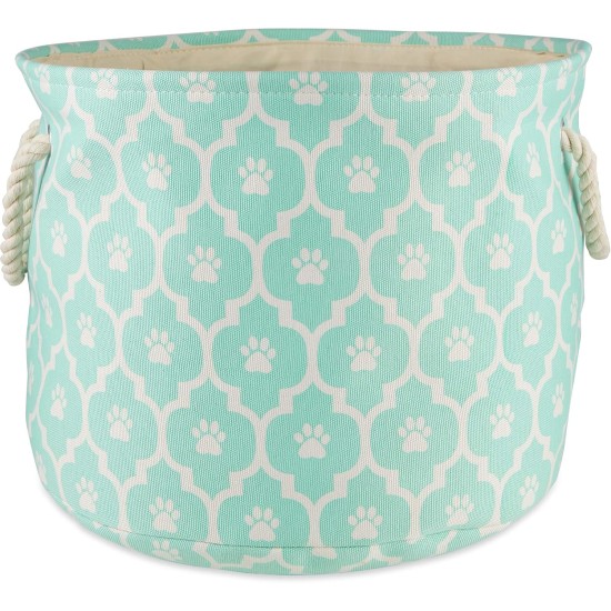 Bone Dry Pet Storage Collection Cotton Grid Paws Nautical Blue, Small Round Bone Dry Pet Storage Collection Cotton Grid Paws Nautical Blue, Small Round