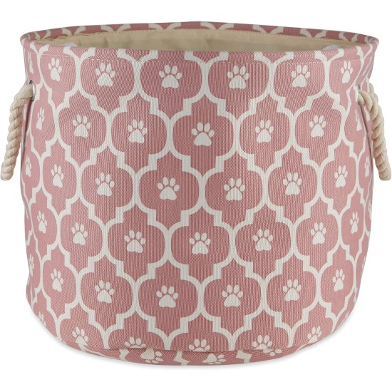 Bone Dry Pet Storage Collection Cotton Grid Paws Nautical Blue, Small Round Bone Dry Pet Storage Collection Cotton Grid Paws Nautical Blue, Small Round