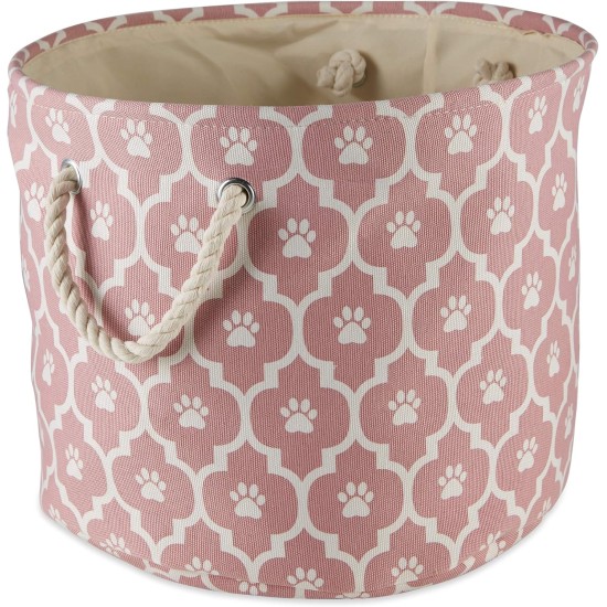 Bone Dry Pet Storage Collection Cotton Grid Paws Nautical Blue, Small Round Bone Dry Pet Storage Collection Cotton Grid Paws Nautical Blue, Small Round