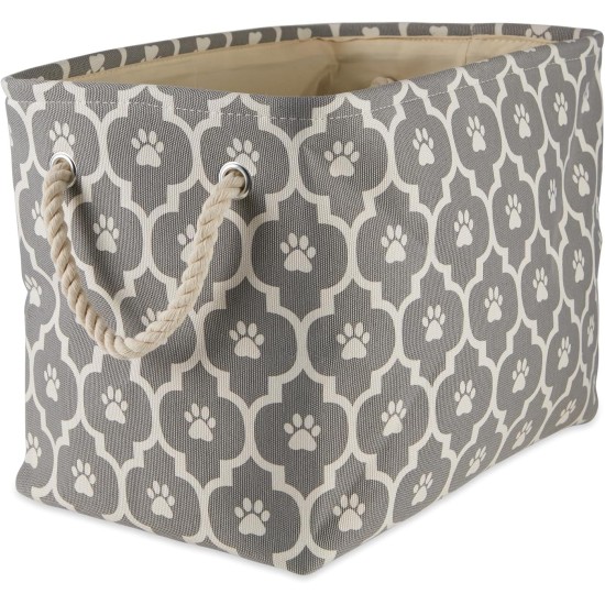 Bone Dry Pet Storage Collection Cotton Grid Paws Nautical Blue, Small Round Bone Dry Pet Storage Collection Cotton Grid Paws Nautical Blue, Small Round
