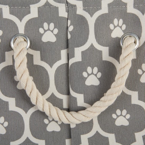Bone Dry Pet Storage Collection Cotton Grid Paws Nautical Blue, Small Round Bone Dry Pet Storage Collection Cotton Grid Paws Nautical Blue, Small Round
