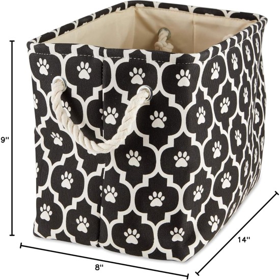 Bone Dry Pet Storage Collection Cotton Grid Paws Nautical Blue, Small Round Bone Dry Pet Storage Collection Cotton Grid Paws Nautical Blue, Small Round