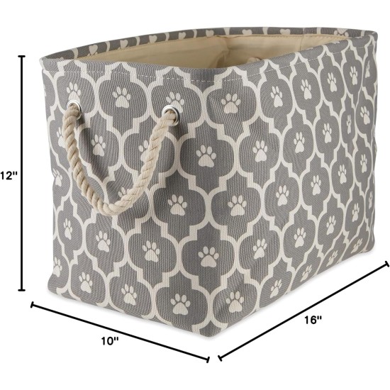 Bone Dry Pet Storage Collection Cotton Grid Paws Nautical Blue, Small Round Bone Dry Pet Storage Collection Cotton Grid Paws Nautical Blue, Small Round