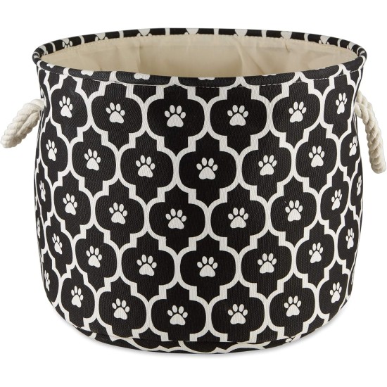 Bone Dry Pet Storage Collection Cotton Grid Paws Nautical Blue, Small Round Bone Dry Pet Storage Collection Cotton Grid Paws Nautical Blue, Small Round