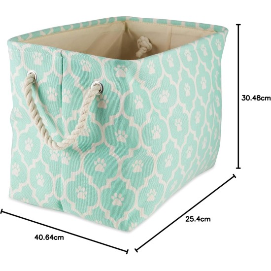 Bone Dry Pet Storage Collection Cotton Grid Paws Nautical Blue, Small Round Bone Dry Pet Storage Collection Cotton Grid Paws Nautical Blue, Small Round