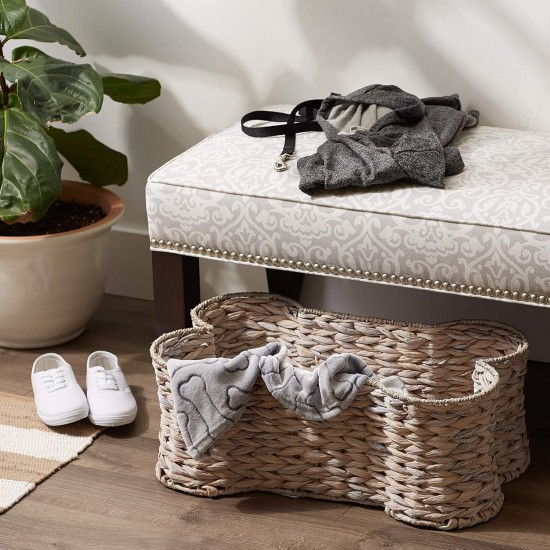 Bone Dry Pet Storage Collection Hyacinth Bone Toy Basket, Water Hyacinth, White Wash, Large Bone Dry Pet Storage Collection Hyacinth Bone Toy Basket, Water Hyacinth, White Wash, Large